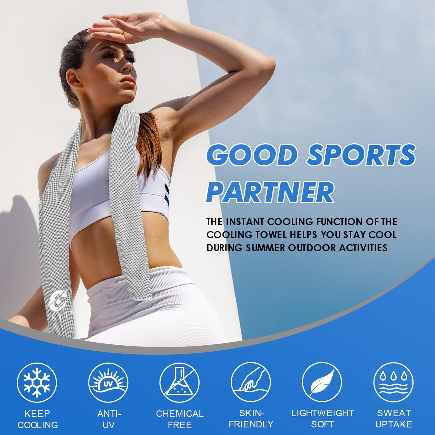 CSITE 4 Pack Cooling Towels (47"x12") for Neck and Face, Ice Towel for Hot Weather, Soft Breathable Chilly Gym Towels, Microfiber Towel for Work Out, Yoga, Running, Camping & More Activities