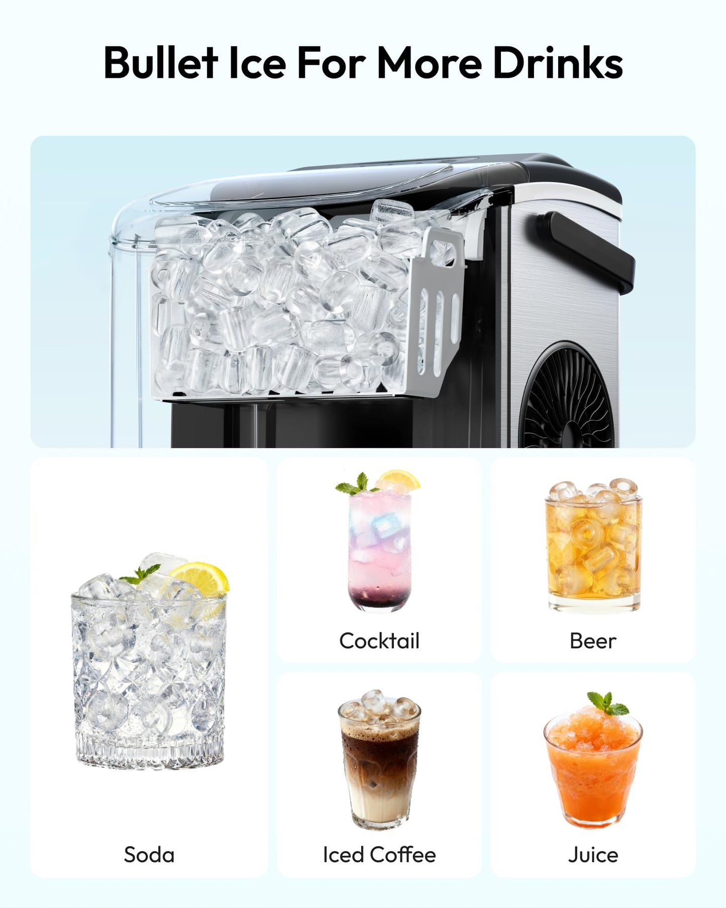 EUHOMY Countertop Ice Maker Machine with Handle, 26lbs Per Day, 9 Ice Cubes Ready in 6 Mins, Auto-Cleaning Portable Ice Maker with Basket and Scoop, for Home/Kitchen/Camping/RV (Purple)
