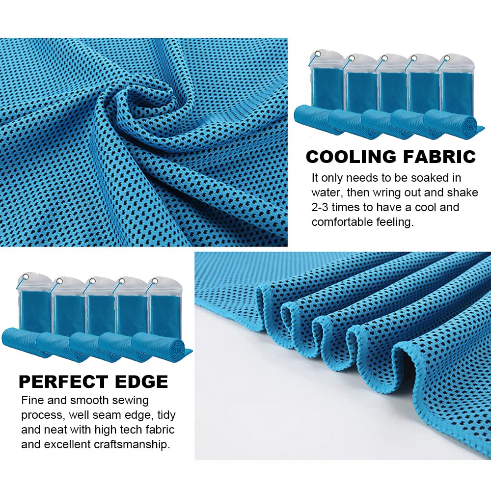 Pack of 20 Cooling Towel 40x12'' Ice Towel for Neck and Face Microfiber Chilly with Bag Breathable Yoga Gym Stay Cool Towels Sweat Rag for Workout Running Camping Pilates Beach, Dark Blue