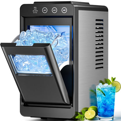 Antarctic Star Ice Maker, Portable Ice Machine with Self-Cleaning Function, 8 Cubes in 6 Mins Fast Countertop Ice Making, Compact Ice Cube Maker for Home, Kitchen, RV, Travel, Stainless Steel