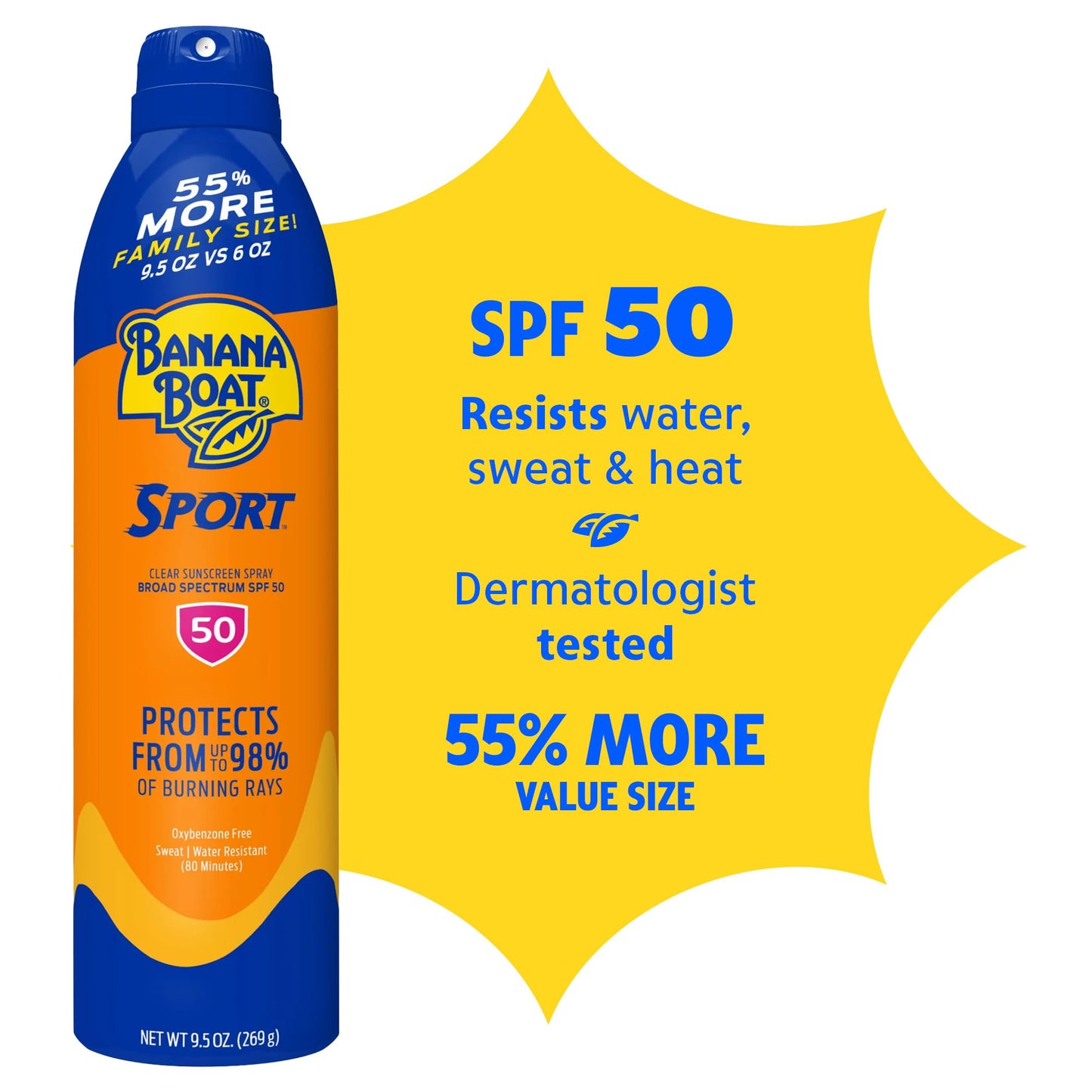 Banana Boat Sport Ultra SPF 50 Sunscreen Spray | Banana Boat Sunscreen Spray SPF 50, Water Resistant, Oxybenzone Free, Sunblock, 6oz each Twin Pack