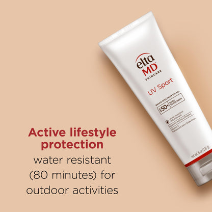 EltaMD UV Sport Sunscreen Lotion SPF 50 - Face and Body Sunscreen SPF 50, Water & Sweat Resistant, Zinc Oxide Formula for Active Lifestyles