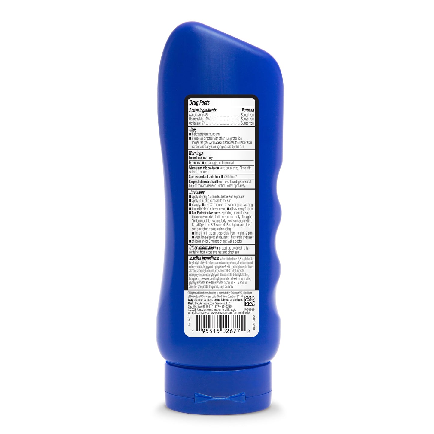 Amazon Basics Sport Sunscreen Lotion SPF 50, Water Resistant (80min), Formulated without Octinoxate & Oxybenzone, Broad Spectrum UVA/UVB Protection, 8 Fluid Ounce