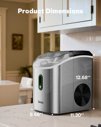 Nugget Ice Maker Countertop, Silonn Chewable Pellet Ice Machine with Self-Cleanin Function, 36lbs/24H Portable Ice Makers for Home Kitchen Officce, Black