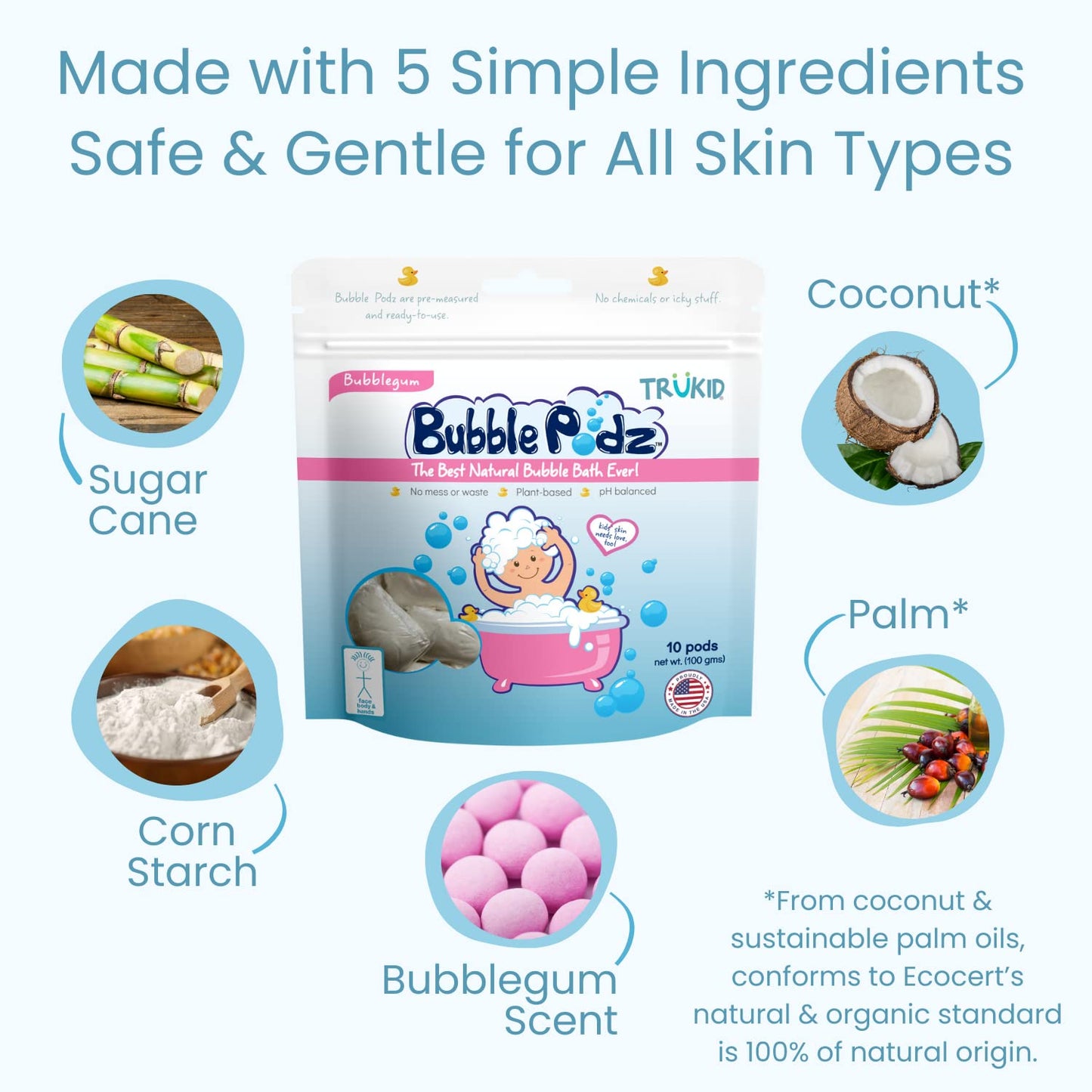 TruKid Bubble Podz Bubble Bath for Kids, Toddlers, & Babies, Tear Free Gentle & Refreshing Bath Bomb for Sensitive Skin with Natural Moisturizers, Non-Toxic, pH Balanced, Lavender Scent (24 Podz)
