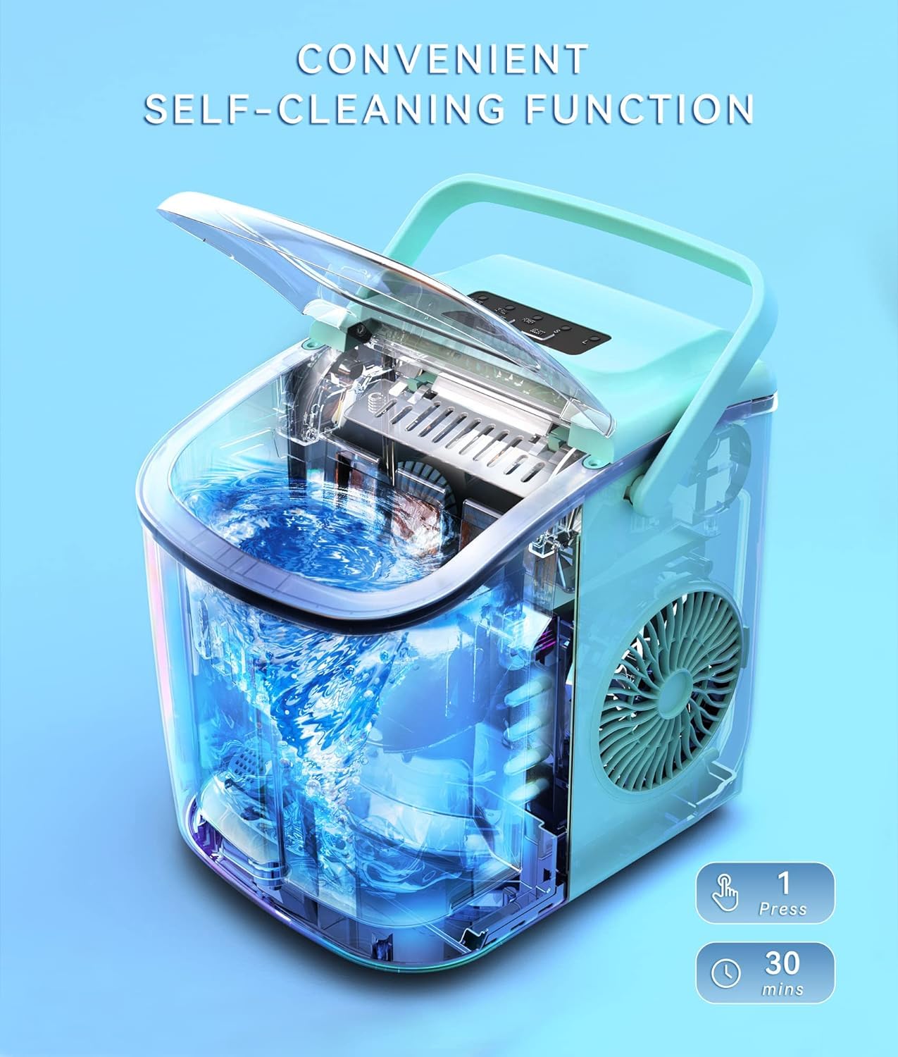 ecozy Nugget Ice Makers Dispenser 40 lbs Per Day Pebble Sonic Ice Machine Countertop, Touch-Free Ice, Self-Cleaning, Mistalo Drop Slim for Home Kitchen Office