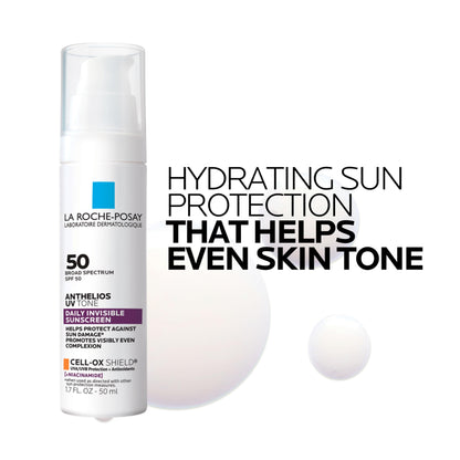 La Roche Posay Anthelios UV Sunscreen SPF 50, Daily Sunscreen for Face in 3 Formulas, UV Tone with Niacinamide, UV Hydra with Hyaluronic Acid, UV Clear with Azelaic Acid, Broad Spectrum Invisible SPF