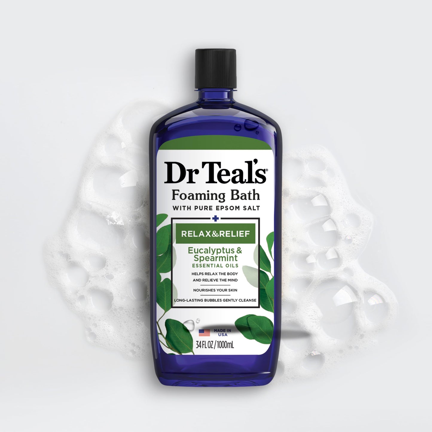Dr Teal's Foaming Bath with Pure Epsom Salt, Soothe & Sleep with Lavender, 34 fl oz (Pack of 2)