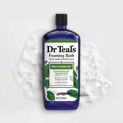 Dr Teal's Foaming Bath with Pure Epsom Salt, Soothe & Sleep with Lavender, 34 fl oz (Pack of 2)