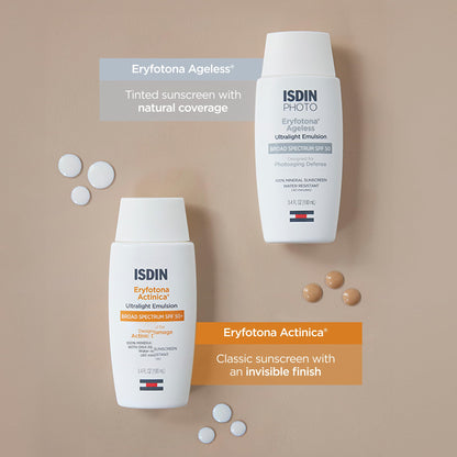 ISDIN Eryfotona Actinica Mineral Face Sunscreen SPF 50+, No White Cast | 100% Mineral UV Filters, Zinc Oxide, Suitable for Sensitive Skin, Non-comedogenic, Dermatologist Recommended