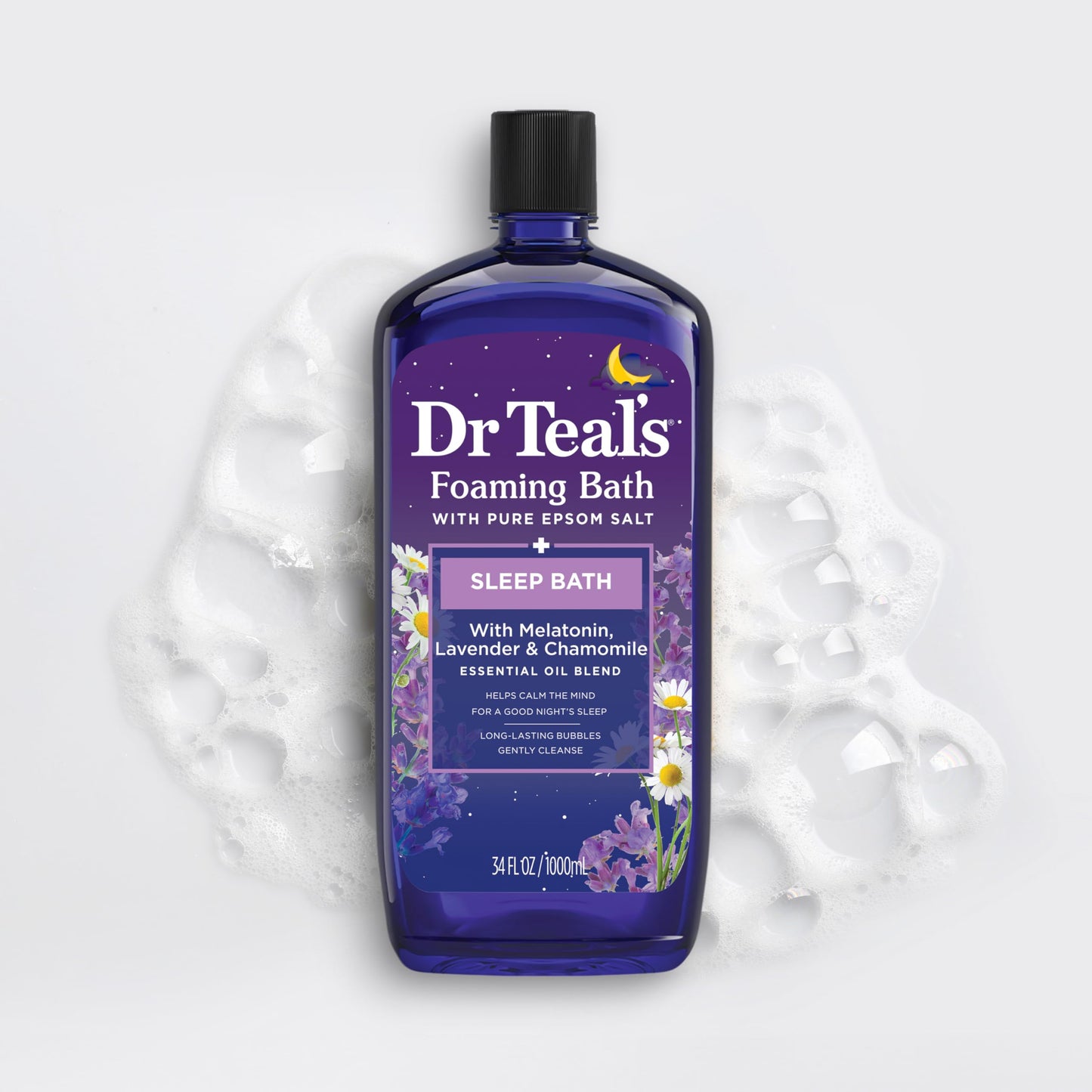 Dr Teal's Foaming Bath with Pure Epsom Salt, Soothe & Sleep with Lavender, 34 fl oz (Pack of 2)