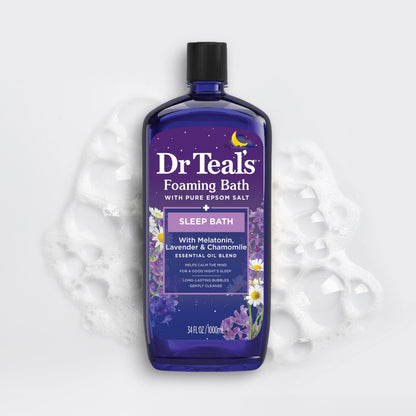 Dr Teal's Foaming Bath with Pure Epsom Salt, Soothe & Sleep with Lavender, 34 fl oz (Pack of 2)