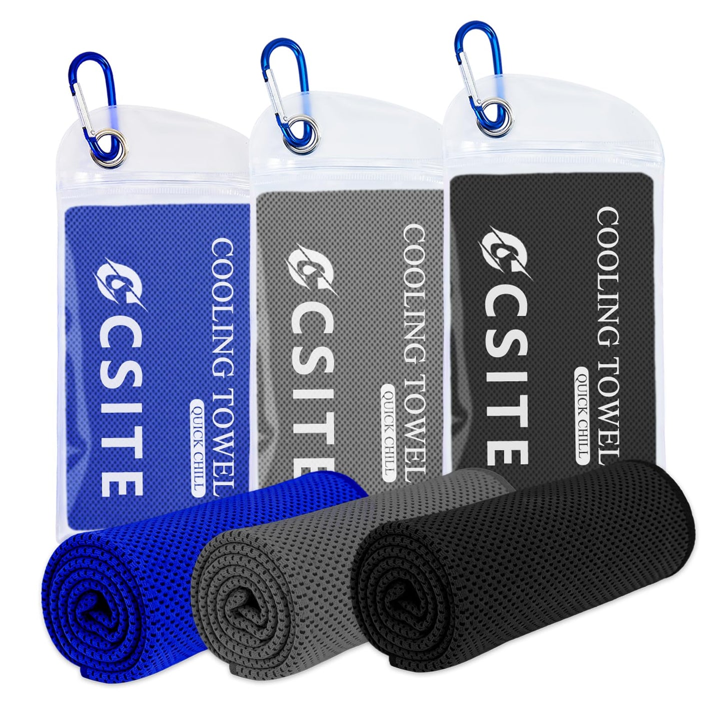 CSITE 4 Pack Cooling Towels (47"x12") for Neck and Face, Ice Towel for Hot Weather, Soft Breathable Chilly Gym Towels, Microfiber Towel for Work Out, Yoga, Running, Camping & More Activities