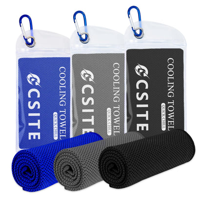 CSITE 4 Pack Cooling Towels (47"x12") for Neck and Face, Ice Towel for Hot Weather, Soft Breathable Chilly Gym Towels, Microfiber Towel for Work Out, Yoga, Running, Camping & More Activities