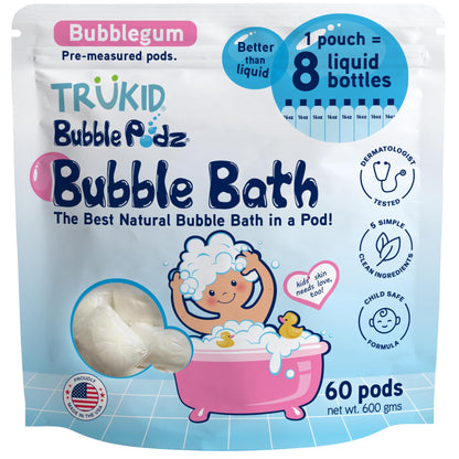 TruKid Bubble Podz Bubble Bath for Kids, Toddlers, & Babies, Tear Free Gentle & Refreshing Bath Bomb for Sensitive Skin with Natural Moisturizers, Non-Toxic, pH Balanced, Lavender Scent (24 Podz)
