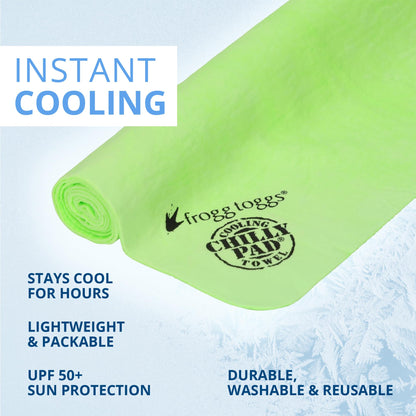FROGG TOGGS Chilly Pad, Instant Cooling Towel, Long Lasting, Reusable, Sports and Outdoors Neck Towel 33x13