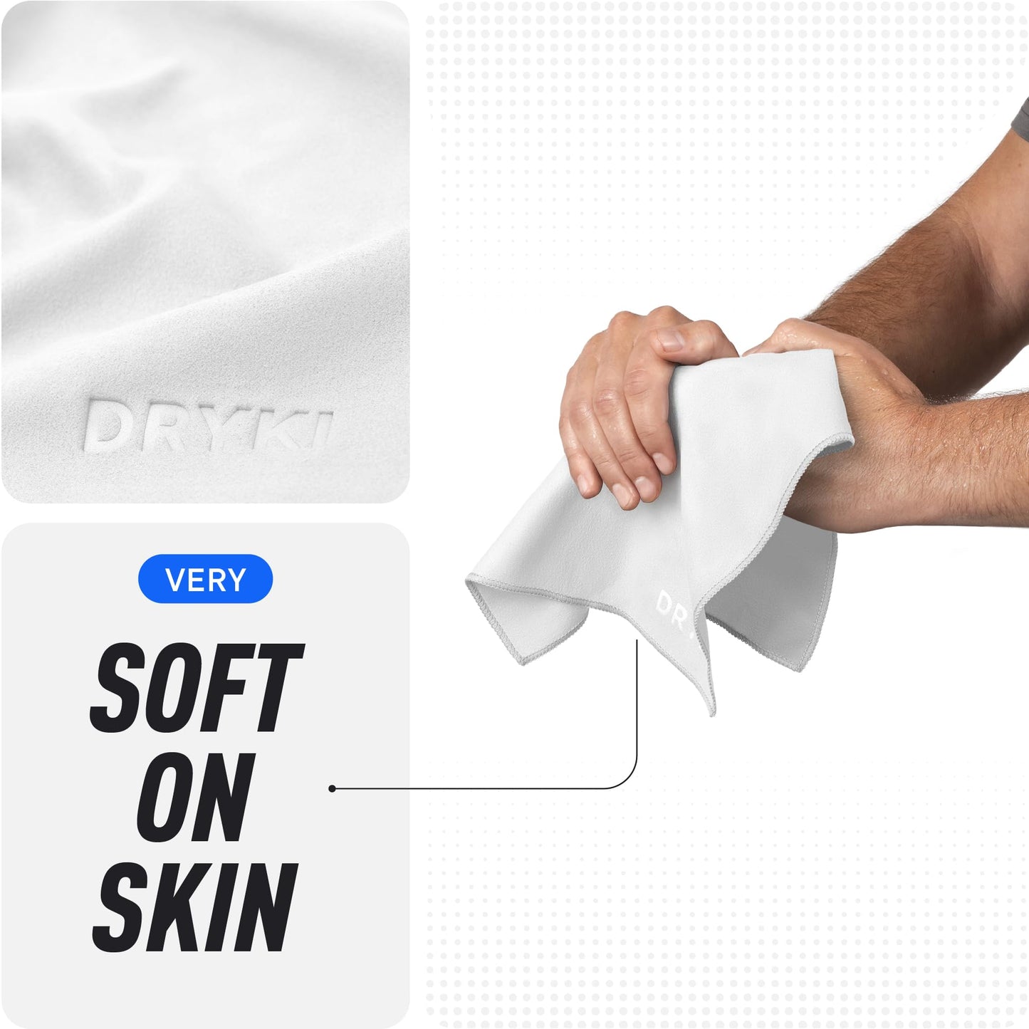 DRYKI Sweat Absorbing Handkerchiefs - The Original Pocket-Sized Sweat Towels - Quick-Dry Microfiber Sweat Rags for Face, Hands, & Body - Men & Women - Gym, Sports, and Work (Black: 5 Pack)