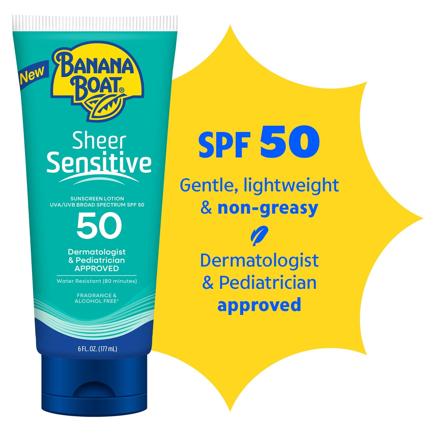 Banana Boat Sheer Sensitive Body Sunscreen Lotion, SPF 50, 6oz