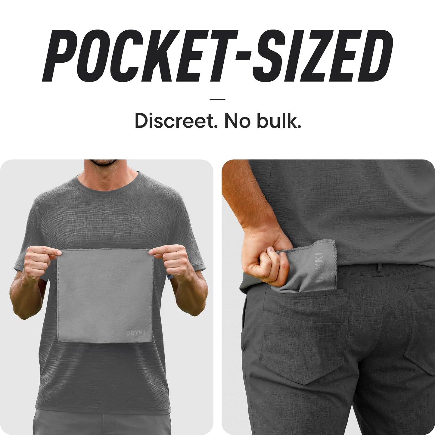 DRYKI Sweat Absorbing Handkerchiefs - The Original Pocket-Sized Sweat Towels - Quick-Dry Microfiber Sweat Rags for Face, Hands, & Body - Men & Women - Gym, Sports, and Work (Black: 5 Pack)