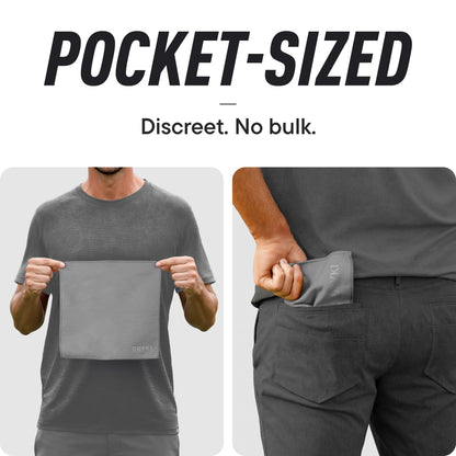 DRYKI Sweat Absorbing Handkerchiefs - The Original Pocket-Sized Sweat Towels - Quick-Dry Microfiber Sweat Rags for Face, Hands, & Body - Men & Women - Gym, Sports, and Work (Black: 5 Pack)