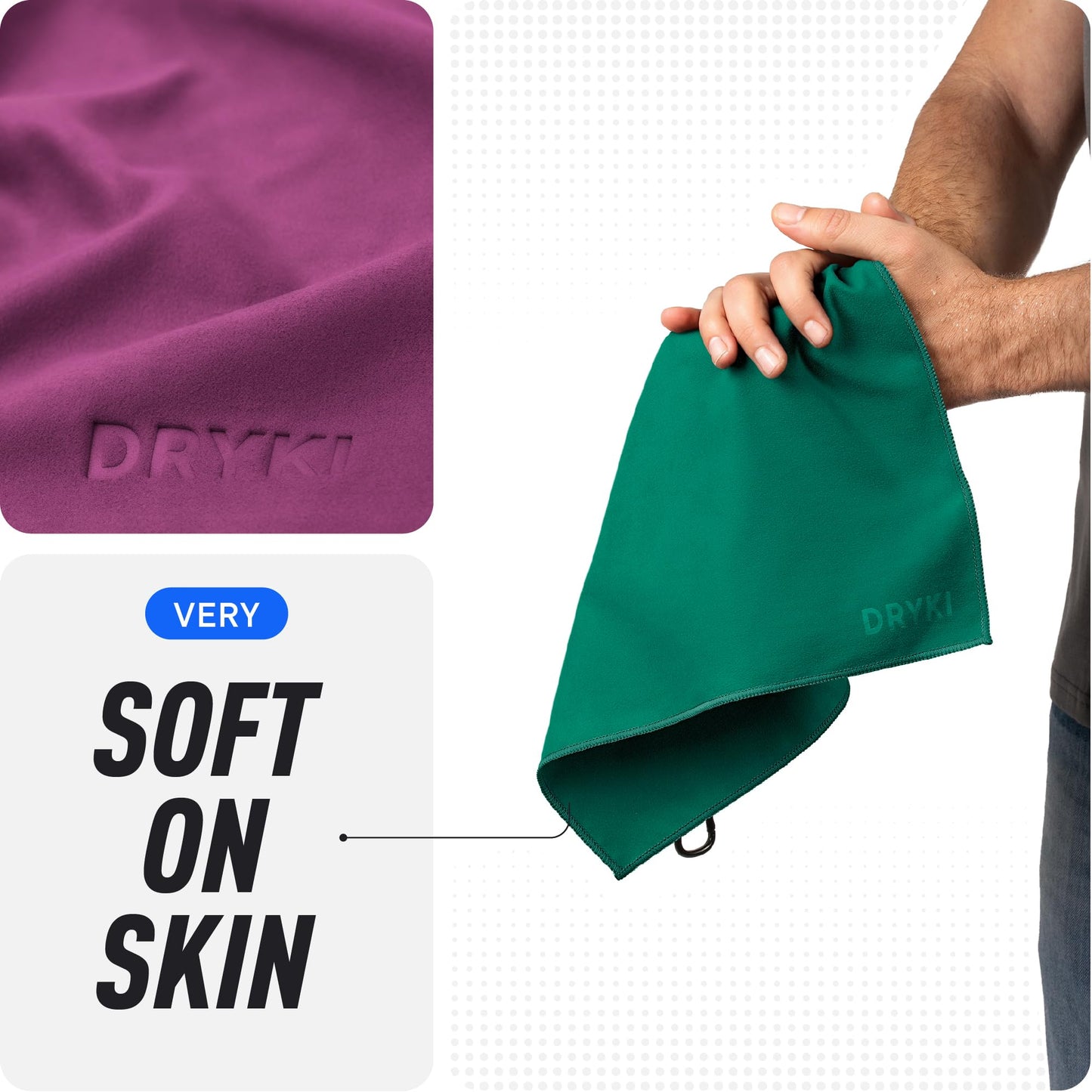 DRYKI Sweat Absorbing Handkerchiefs - The Original Pocket-Sized Sweat Towels - Quick-Dry Microfiber Sweat Rags for Face, Hands, & Body - Men & Women - Gym, Sports, and Work (Black: 5 Pack)