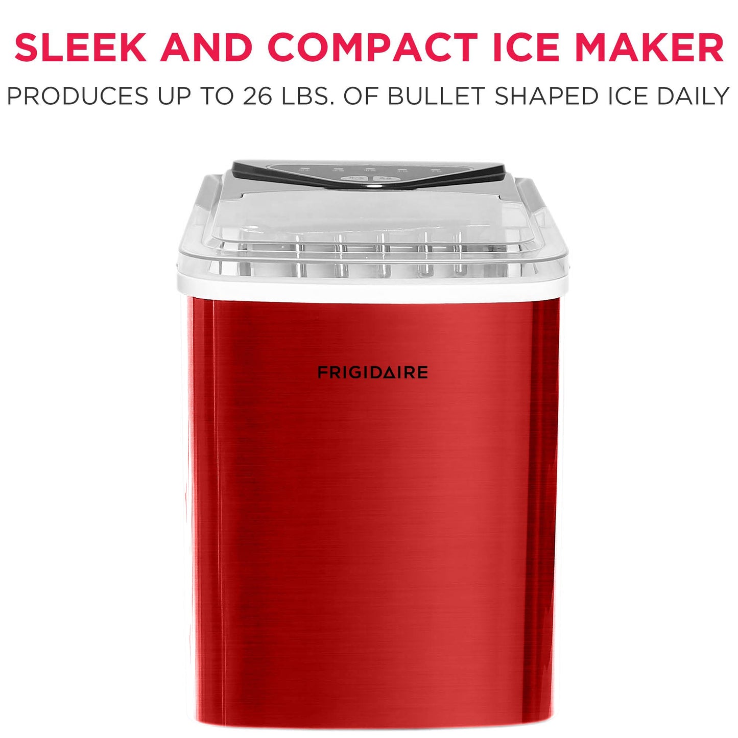 Frigidaire EFIC123-SSBLACK Compact Countertop Ice Maker, 26lbs of Ice per Day, Black Stainless