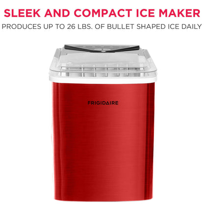 Frigidaire EFIC123-SSBLACK Compact Countertop Ice Maker, 26lbs of Ice per Day, Black Stainless