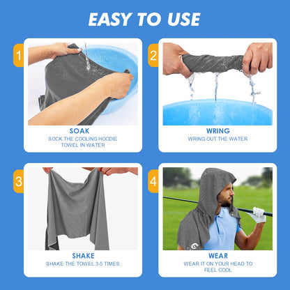 CSITE 3 Pack Cooling Hoodie Towels for Neck and Face, UPF 50 Sun Protection & Instant Cooling, Ice Towels for Hot Weather, Soft Breathable Towel for Sport, Work Out, Gym, Camping & More Activities