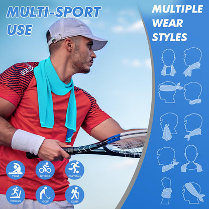 CSITE 4 Pack Cooling Towels (47"x12") for Neck and Face, Ice Towel for Hot Weather, Soft Breathable Chilly Gym Towels, Microfiber Towel for Work Out, Yoga, Running, Camping & More Activities