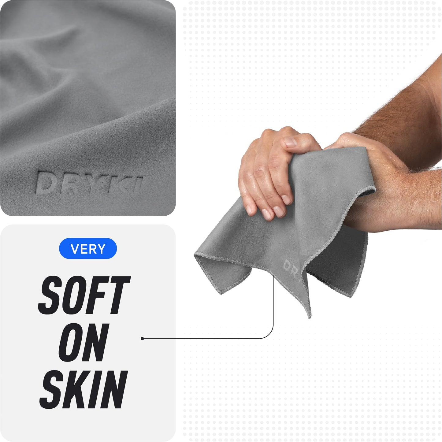 DRYKI Sweat Absorbing Handkerchiefs - The Original Pocket-Sized Sweat Towels - Quick-Dry Microfiber Sweat Rags for Face, Hands, & Body - Men & Women - Gym, Sports, and Work (Black: 5 Pack)