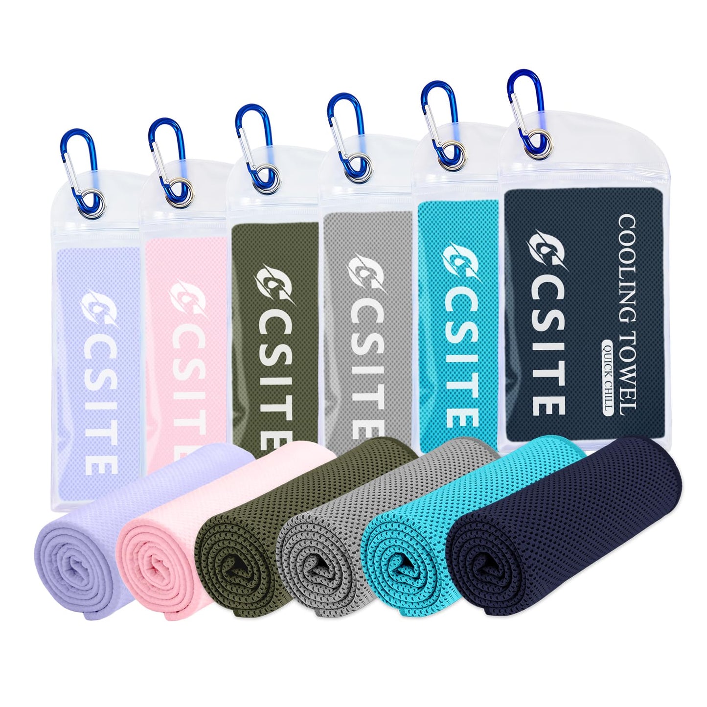 CSITE 4 Pack Cooling Towels (47"x12") for Neck and Face, Ice Towel for Hot Weather, Soft Breathable Chilly Gym Towels, Microfiber Towel for Work Out, Yoga, Running, Camping & More Activities