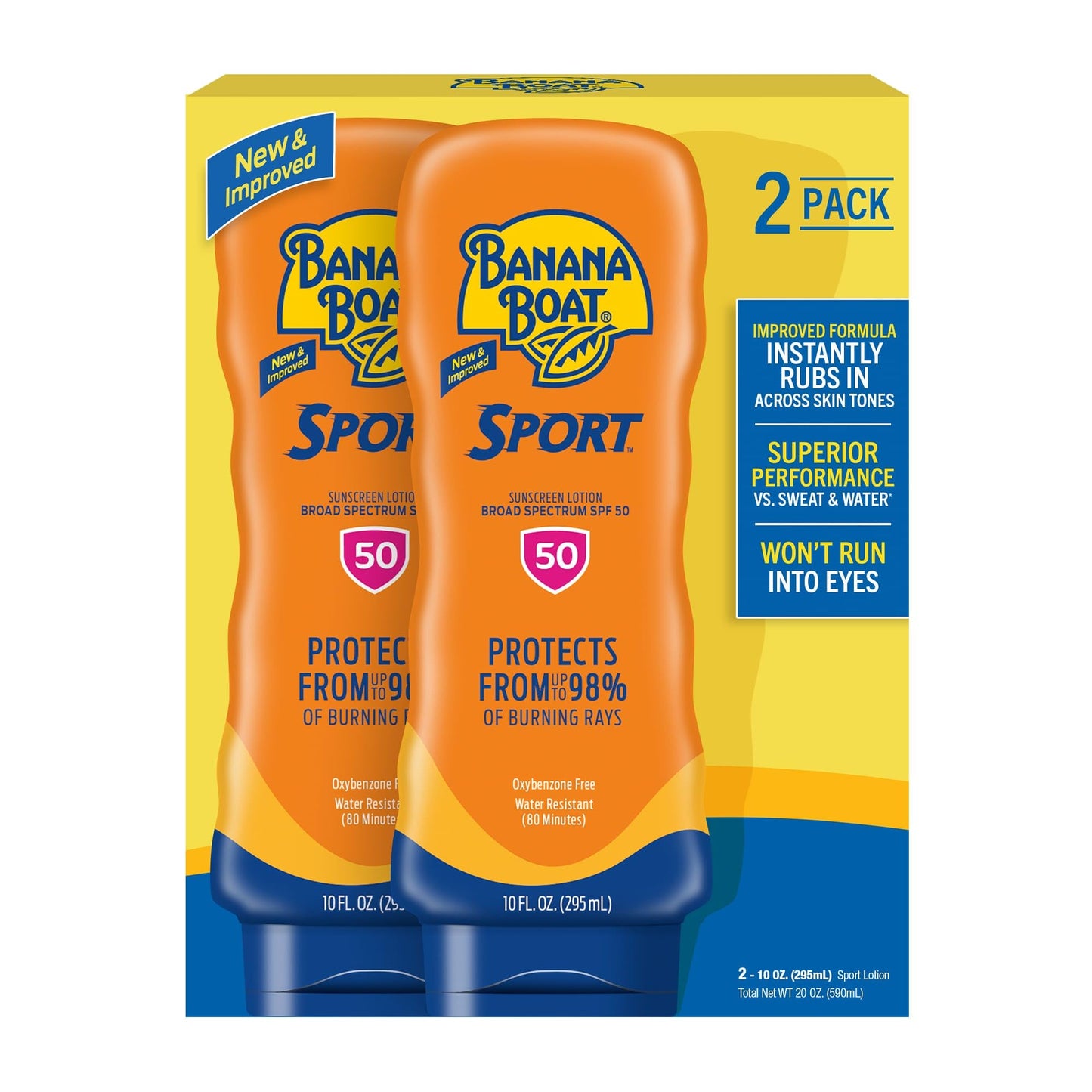 Banana Boat Sport Ultra SPF 50 Sunscreen Lotion, 128 Fl Oz, Oxybenzone Free (Pack of 1)