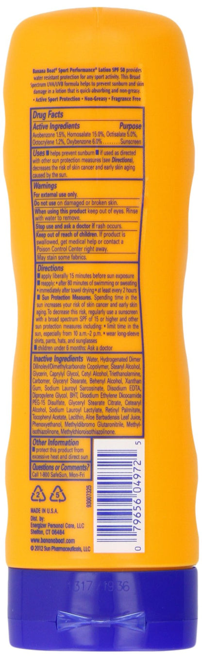 Banana Boat Sport Ultra SPF 50 Sunscreen Lotion, 128 Fl Oz, Oxybenzone Free (Pack of 1)