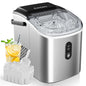 EUHOMY Ice Maker Countertop, Portable Ice Machine with Carry Handle, 26.5lbs Per Day, 9 Cubes in 6 Mins, Auto-Cleaning, with Basket and Scoop, for Home, Kitchen, Camping, RV (Silver)