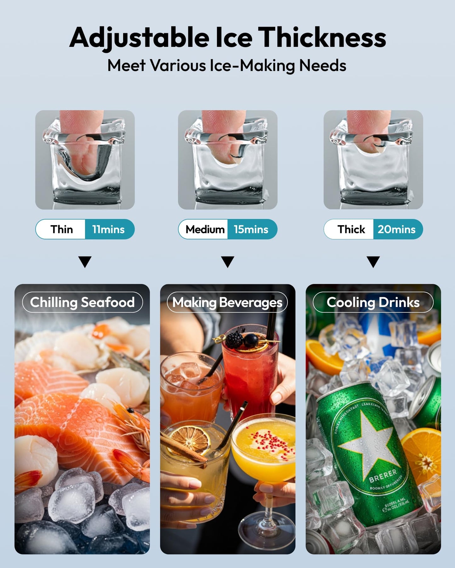 EUHOMY Commercial Ice Maker Machine, 100lbs/24H Stainless Steel Under Counter ice Machine with 33lbs Ice Storage Capacity, Freestanding Ice Maker.
