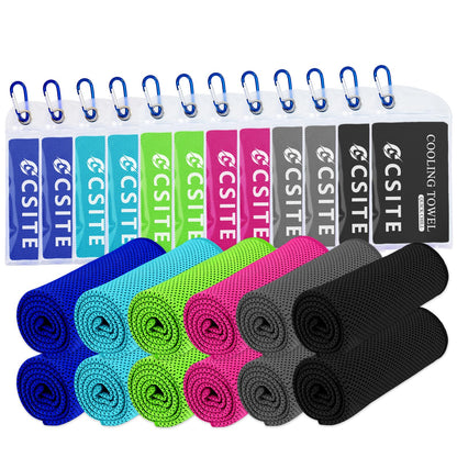 CSITE 4 Pack Cooling Towels (47"x12") for Neck and Face, Ice Towel for Hot Weather, Soft Breathable Chilly Gym Towels, Microfiber Towel for Work Out, Yoga, Running, Camping & More Activities