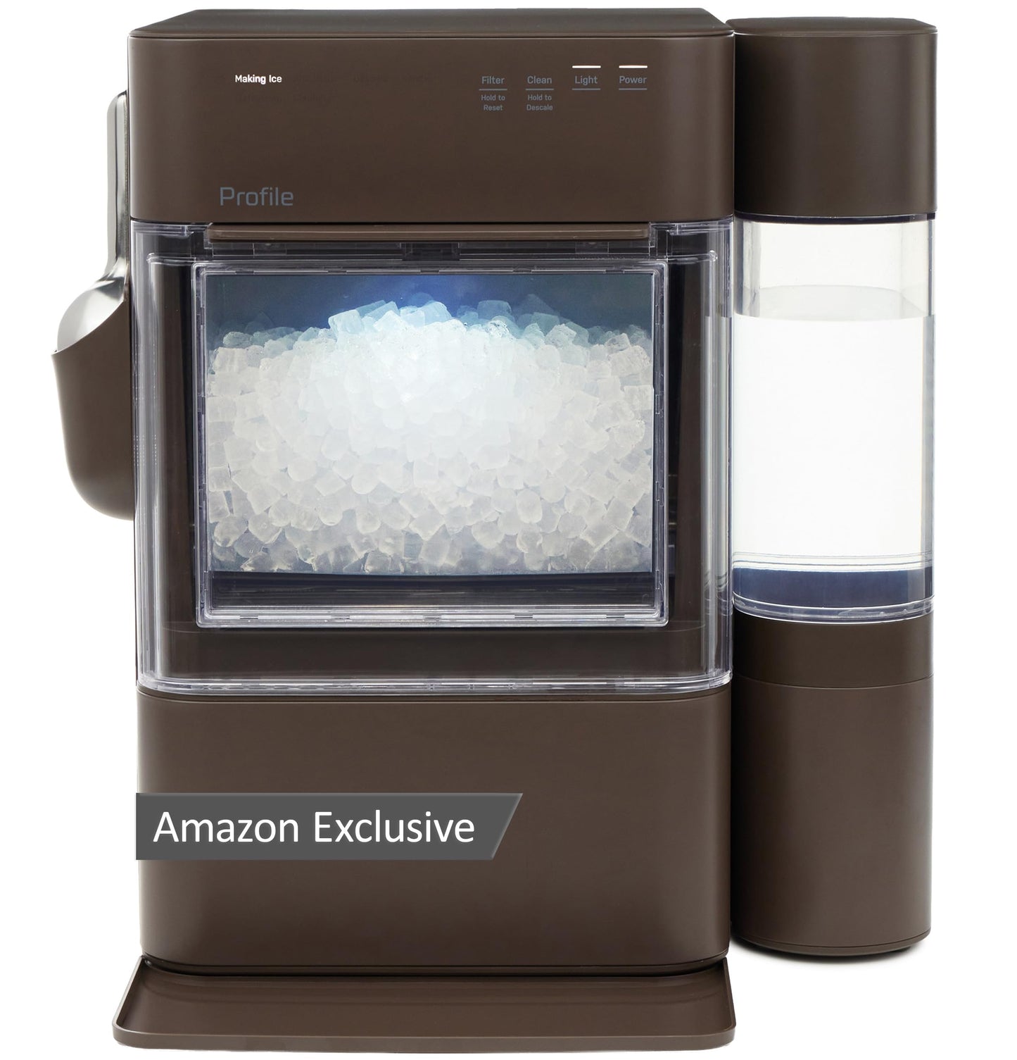 GE Profile Opal Ultra, Countertop Nugget Ice Maker, 1 Gal XL Side Tank, *Amazon Exclusive*, 38 lbs/Day, Pebble Pellet Crushed Ice Machine, WiFi Stainless Steel
