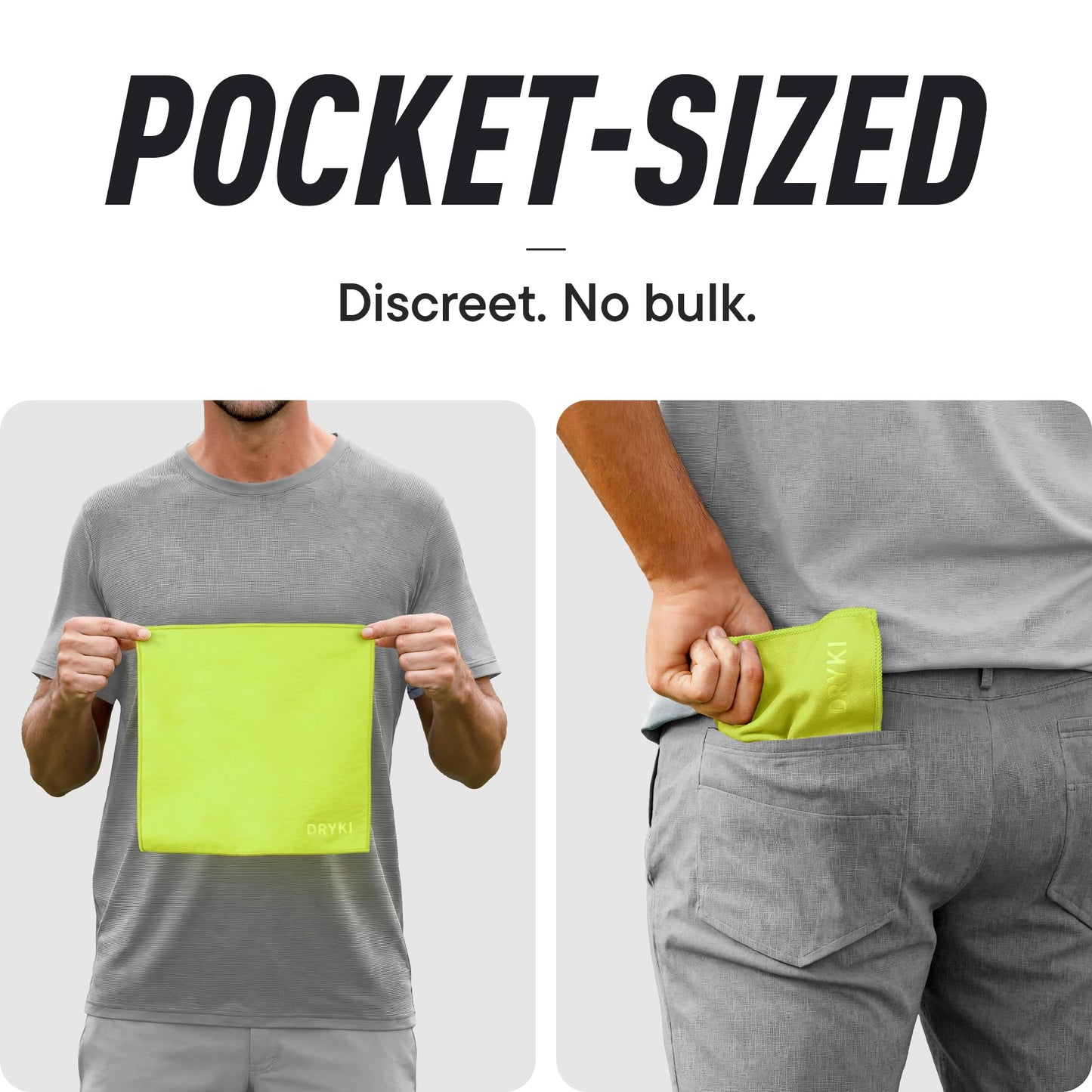 DRYKI Sweat Absorbing Handkerchiefs - The Original Pocket-Sized Sweat Towels - Quick-Dry Microfiber Sweat Rags for Face, Hands, & Body - Men & Women - Gym, Sports, and Work (Black: 5 Pack)