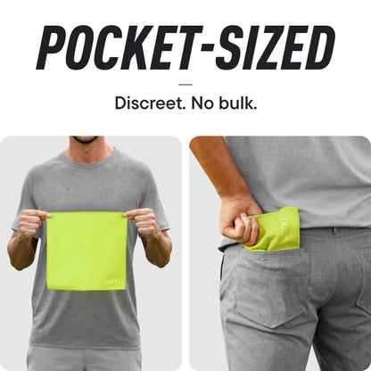 DRYKI Sweat Absorbing Handkerchiefs - The Original Pocket-Sized Sweat Towels - Quick-Dry Microfiber Sweat Rags for Face, Hands, & Body - Men & Women - Gym, Sports, and Work (Black: 5 Pack)