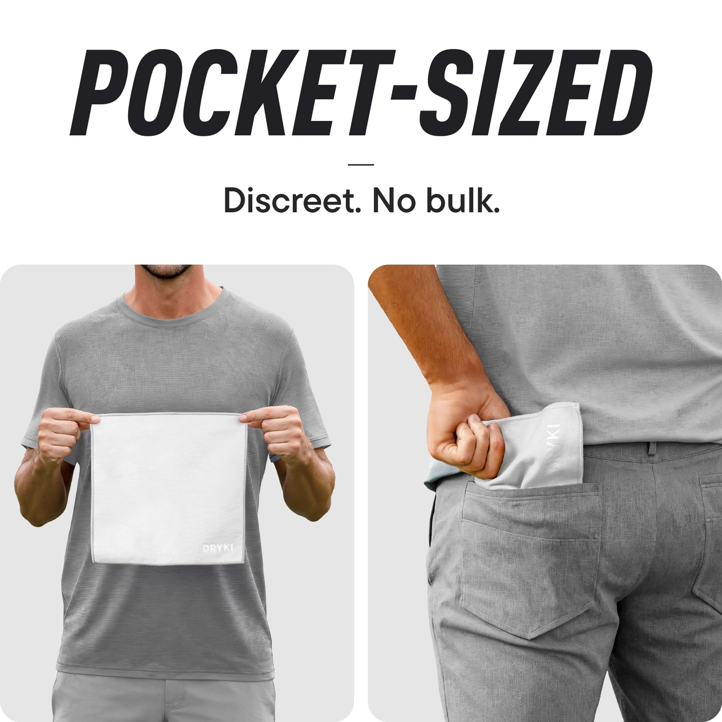 DRYKI Sweat Absorbing Handkerchiefs - The Original Pocket-Sized Sweat Towels - Quick-Dry Microfiber Sweat Rags for Face, Hands, & Body - Men & Women - Gym, Sports, and Work (Black: 5 Pack)