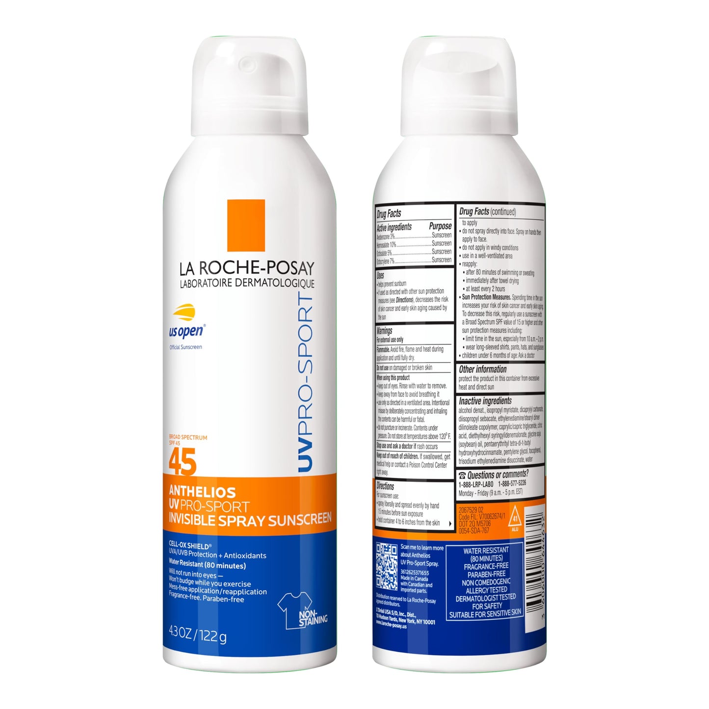 La Roche-Posay Anthelios UV Pro-Sport Sunscreen for Face & Body, Water & Sweat Resistant, Invisible Broad Spectrum Sunscreen, Lightweight & Breathable Skin Sun Protection