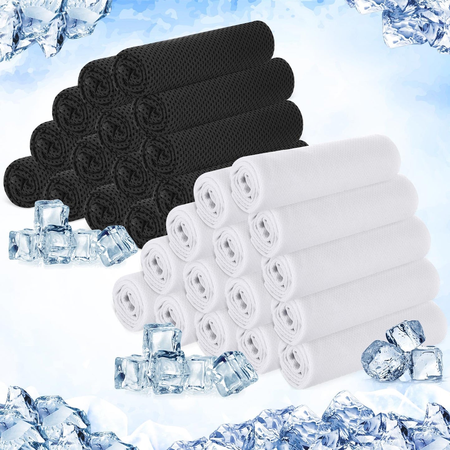 Hosuly 30 Pack Cooling Towels, 40"x12" Ice Breathable Soft Chilly Sweat Rag Microfiber Workout Rags for Gym Cooling Towels for Neck and Face for Yoga Golf Sport Running