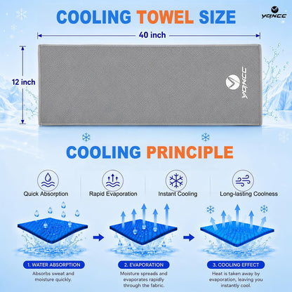 YQXCC 4 Pack Cooling Towels (40"x12"), Ice Cool Neck Towel, Soft Breathable Microfiber for Gym, Yoga, Golf, Running, Camping & All Hot Weather Activities