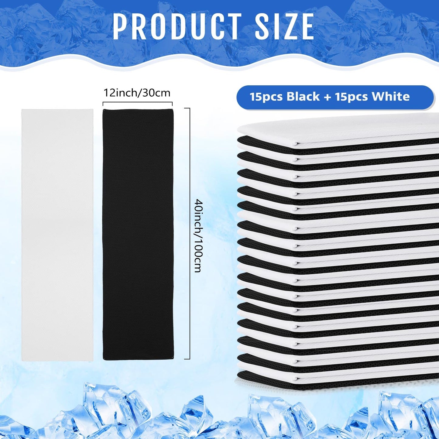 Hosuly 30 Pack Cooling Towels, 40"x12" Ice Breathable Soft Chilly Sweat Rag Microfiber Workout Rags for Gym Cooling Towels for Neck and Face for Yoga Golf Sport Running