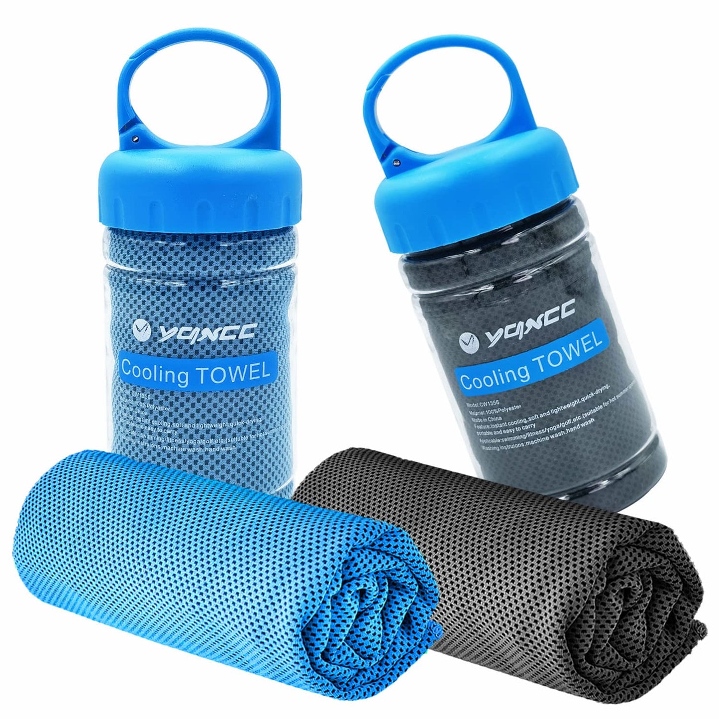 YQXCC 2 Pack Cooling Towels (47"x12"), Ice Cool Neck Towel, Soft Breathable Microfiber for Yoga, Golf, Gym, Running, Camping & Hot Weather
