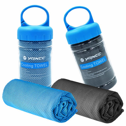 YQXCC 2 Pack Cooling Towels (47"x12"), Ice Cool Neck Towel, Soft Breathable Microfiber for Yoga, Golf, Gym, Running, Camping & Hot Weather