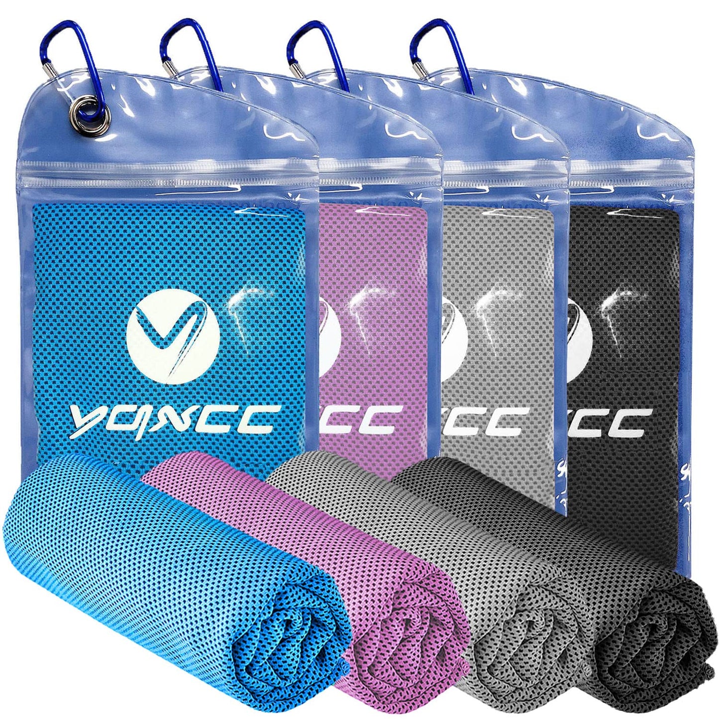 YQXCC 4 Pack Cooling Towels (47"x12"), Ice Cool Neck Towel, Soft Breathable Microfiber for Yoga, Golf, Gym, Running, Camping & Hot Weather