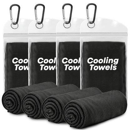 4 Pack Cooling Towels (40"x 12"), Soft Breathable Gym Towels, Outdoors Ice Towel for Neck and Face, Camp Essentials Microfiber Sweat Towels for Gym, Run, Yoga, Workout, Travel, Climb
