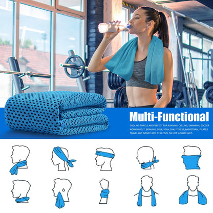 Leuceiy 4 Pack Cooling Towels (40"x12"), Cooling Towels for Neck and Face, Gym Towel for Working Out, Soft Breathable Microfiber Ice Towel for Yoga Sport Running Golf