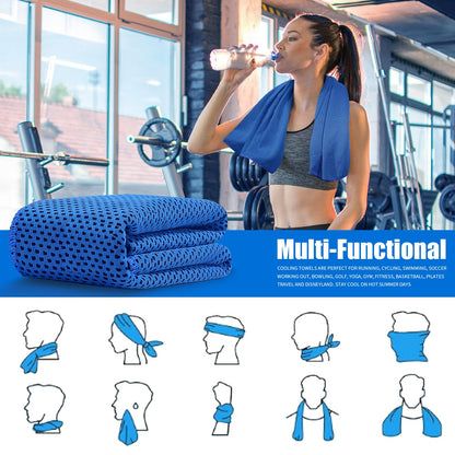 Leuceiy 4 Pack Cooling Towels (40"x12"), Cooling Towels for Neck and Face, Gym Towel for Working Out, Soft Breathable Microfiber Ice Towel for Yoga Sport Running Golf